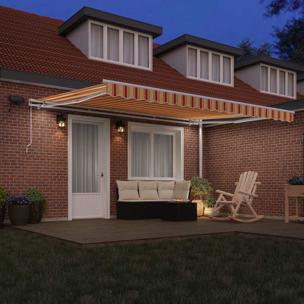 Inklapbaar Zonnescherm met geel en oranje 450 ×300 cm Stof is nu te koop bij PeponiXL, paradijselijk wonen!