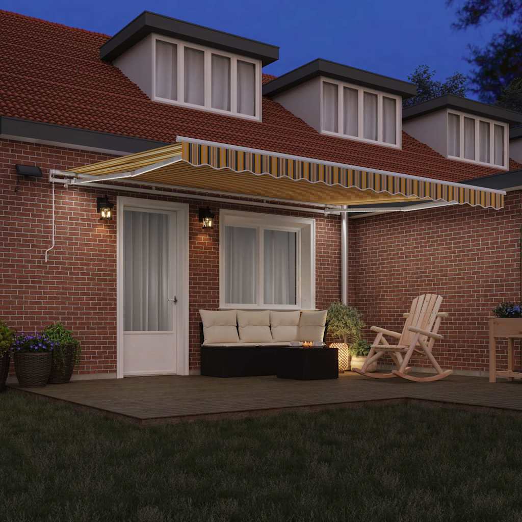 Inklapbaar Zonnescherm Multikleur 450 × 300 cm Stof en Staal is nu te koop bij PeponiXL, paradijselijk wonen!