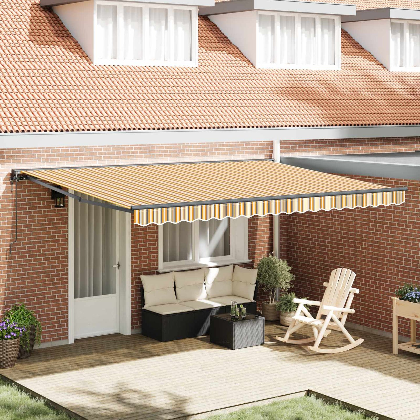 Zijde Frame Geel en Grijs 450 × 300 cm Polyester met PU-coating is nu te koop bij PeponiXL, paradijselijk wonen!
