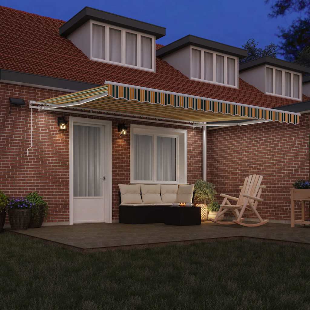 Inklapbaar Zonnescherm Groen en geel 450 × 300 cm Stof en Staal is nu te koop bij PeponiXL, paradijselijk wonen!