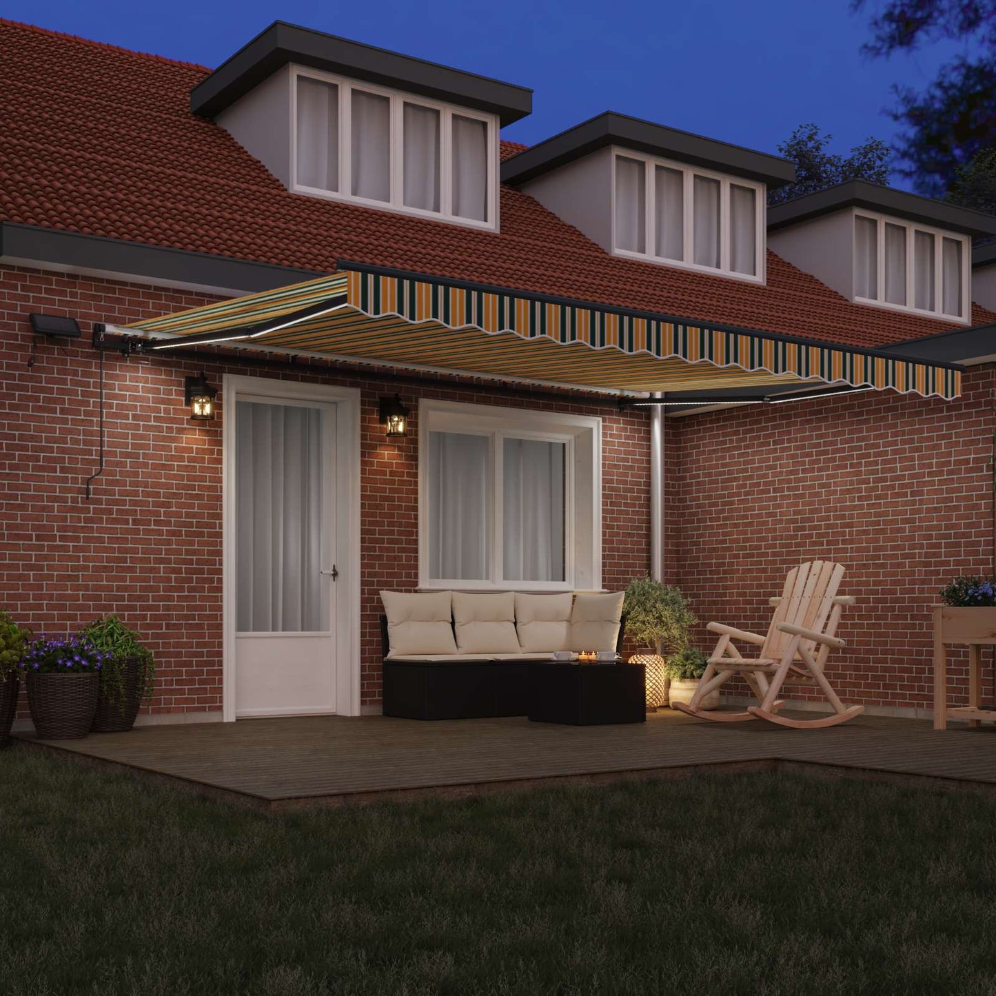 Inklapbaar Zonnescherm Groen en geel 450 ×300 cm Stof is nu te koop bij PeponiXL, paradijselijk wonen!