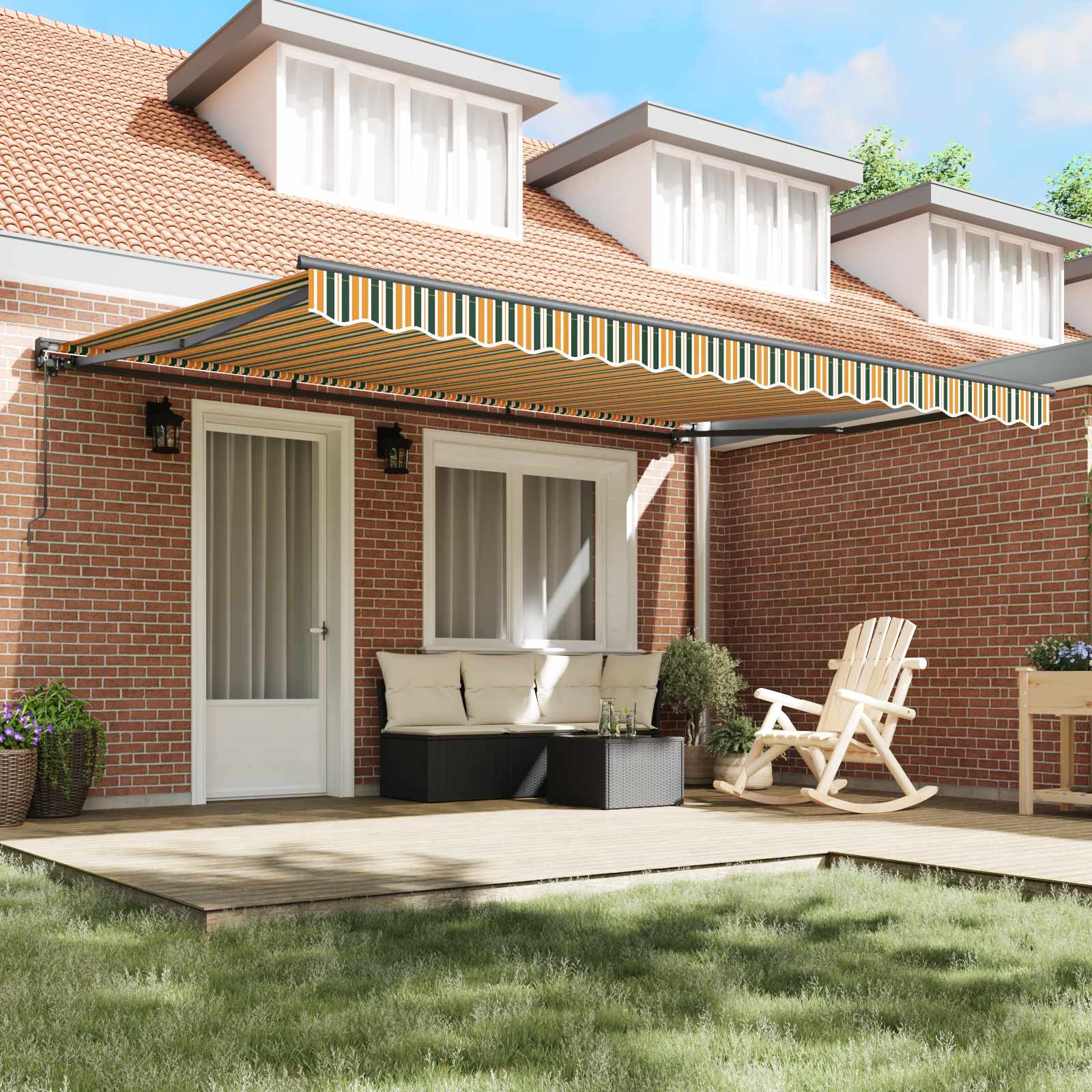 Zijde Frame Groen en Geel 450 × 300 cm Polyester met PU-coating is nu te koop bij PeponiXL, paradijselijk wonen!