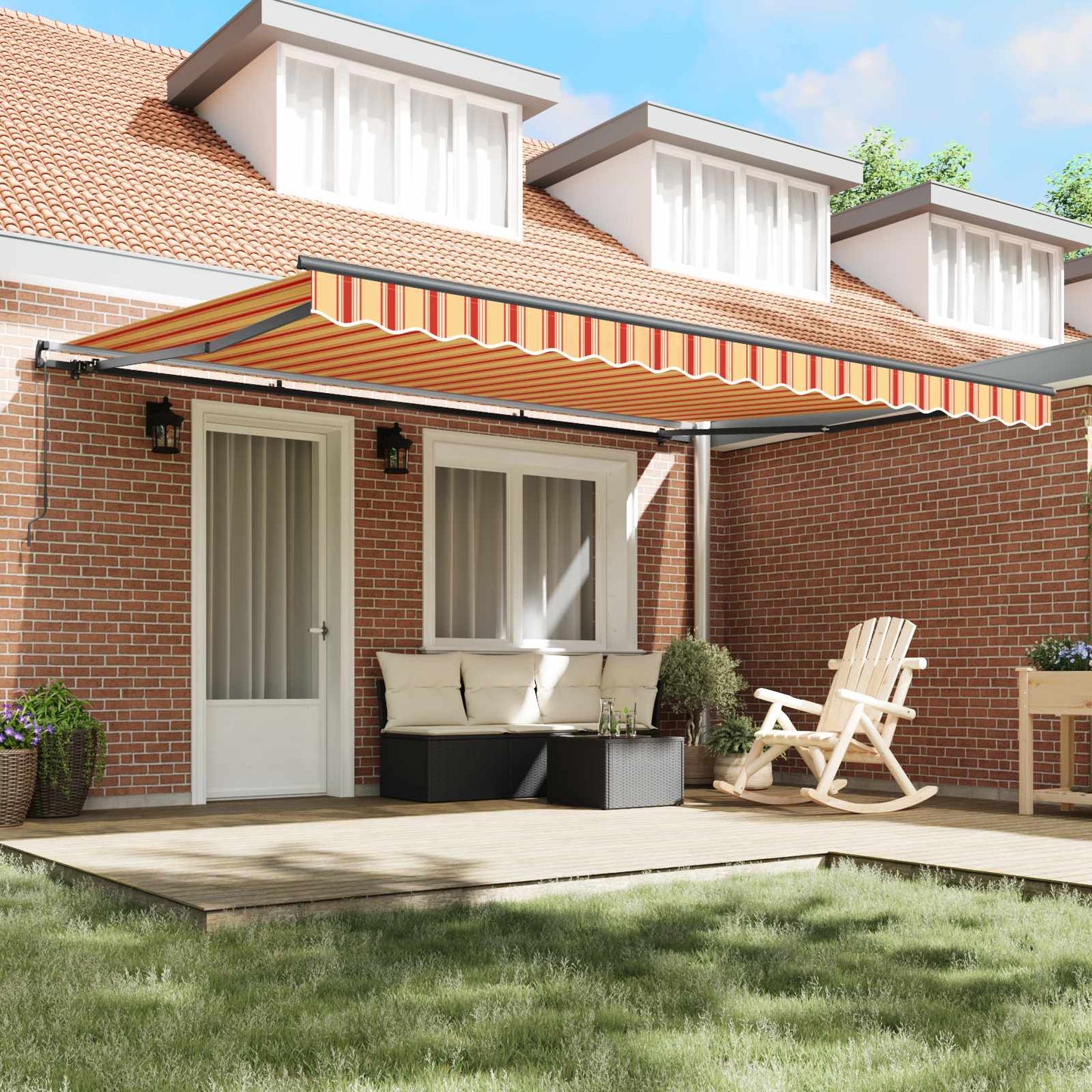 Uitschuifbare luifel Geel en Oranje 450 × 350 cm is nu te koop bij PeponiXL, paradijselijk wonen!