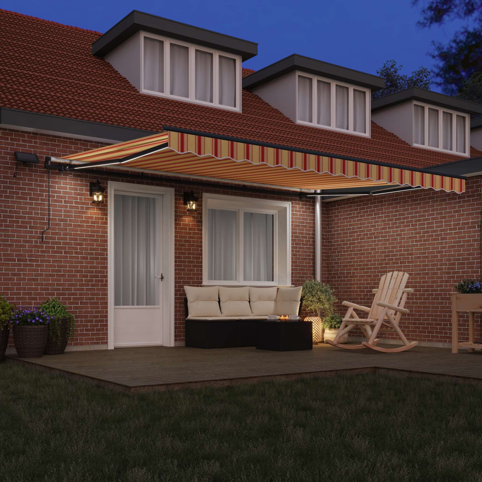 Uitschuifbare luifel Geel en Oranje 450 × 350 cm is nu te koop bij PeponiXL, paradijselijk wonen!