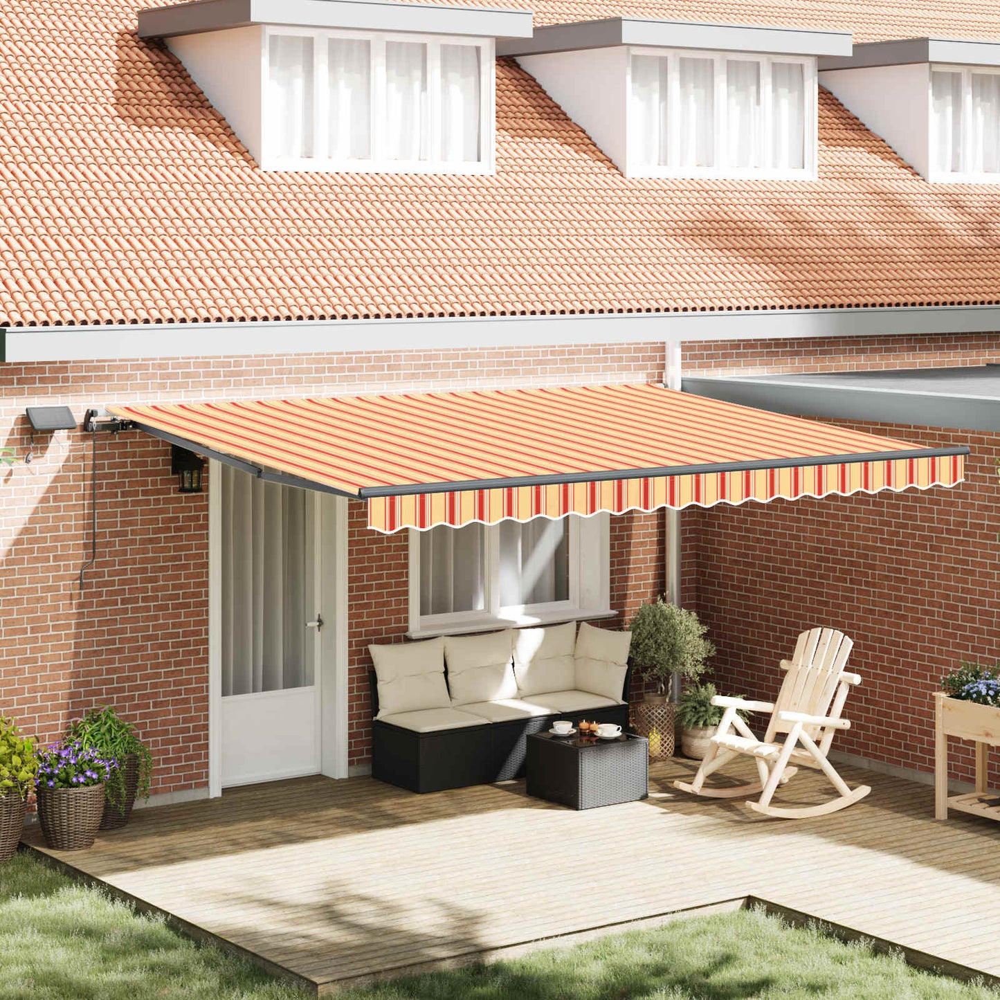 Uitschuifbare luifel Geel en Oranje 450 × 350 cm is nu te koop bij PeponiXL, paradijselijk wonen!