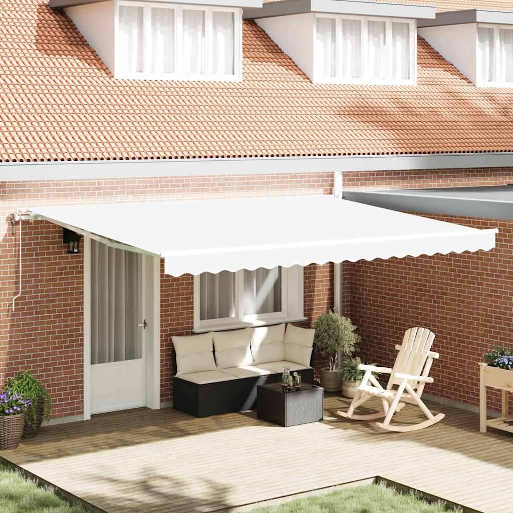 Elektrisch Uittrekbaar Zonnescherm Wit 450 × 350 cm is nu te koop bij PeponiXL, paradijselijk wonen!