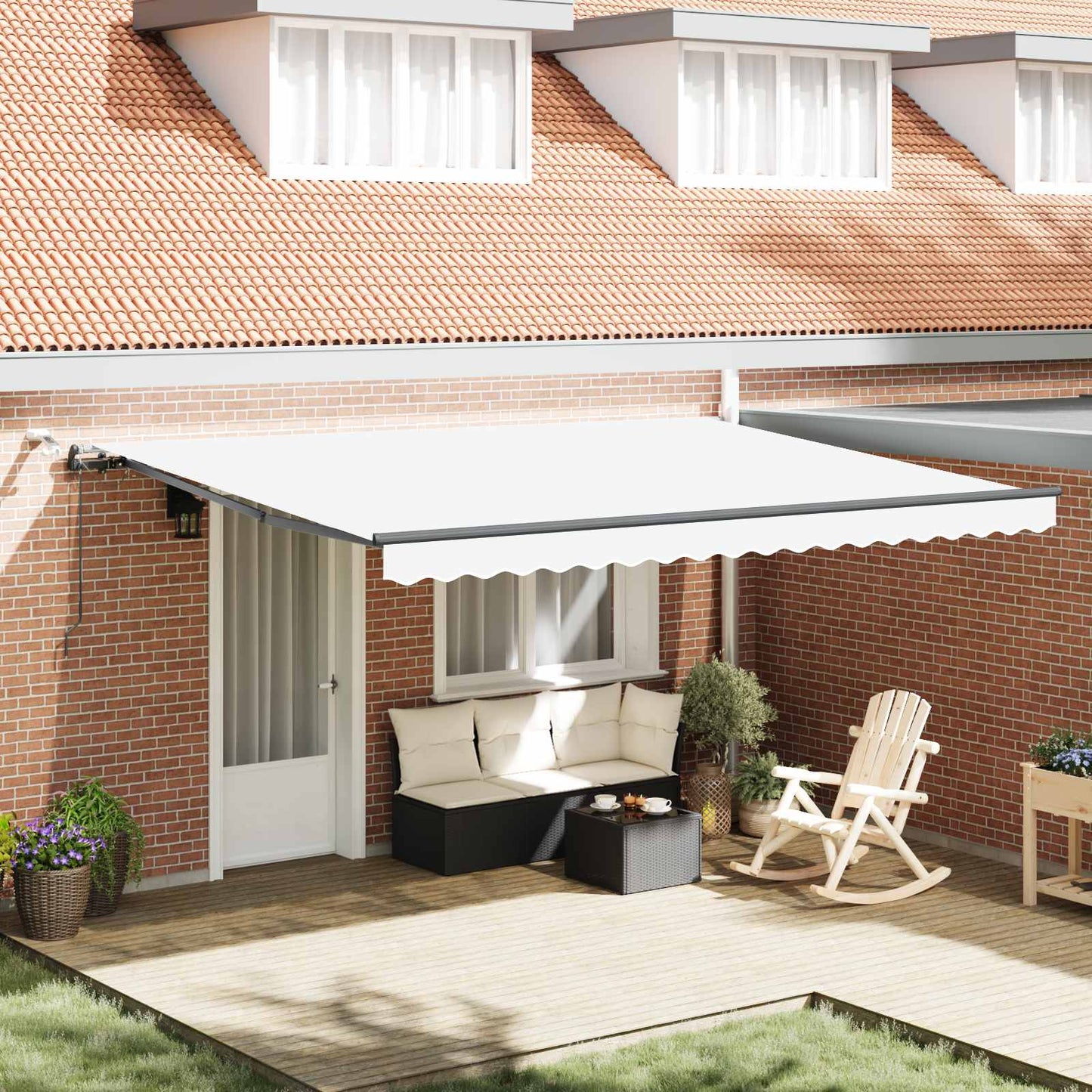 Luifeldoek met Wit 450 × 350 cm Polyester is nu te koop bij PeponiXL, paradijselijk wonen!
