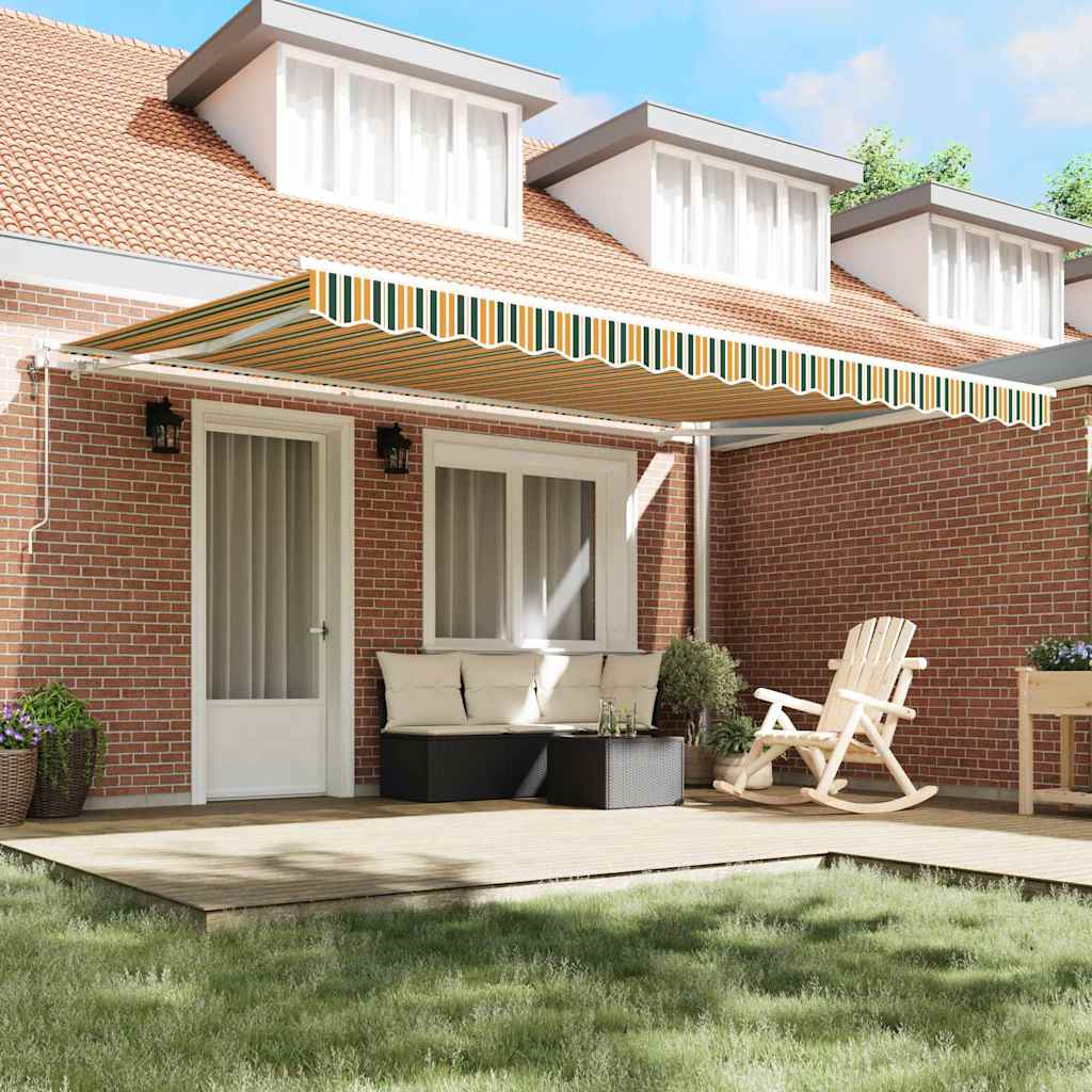 Elektrisch Uittrekbaar Zonnescherm Groen en geel 450 × 350 cm is nu te koop bij PeponiXL, paradijselijk wonen!
