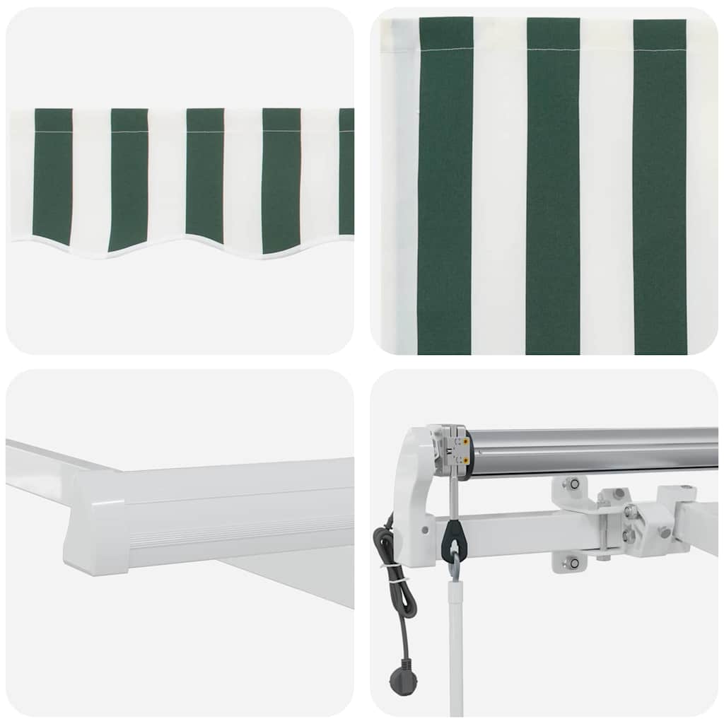 Elektrisch Uittrekbaar Zonnescherm Groen en Wit 450 × 350 cm is nu te koop bij PeponiXL, paradijselijk wonen!