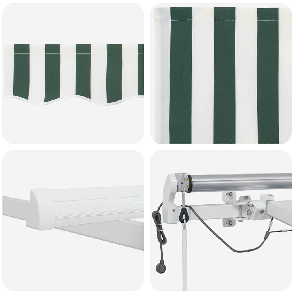 Inklapbaar Zonnescherm Groen en Wit 450 × 350 cm is nu te koop bij PeponiXL, paradijselijk wonen!