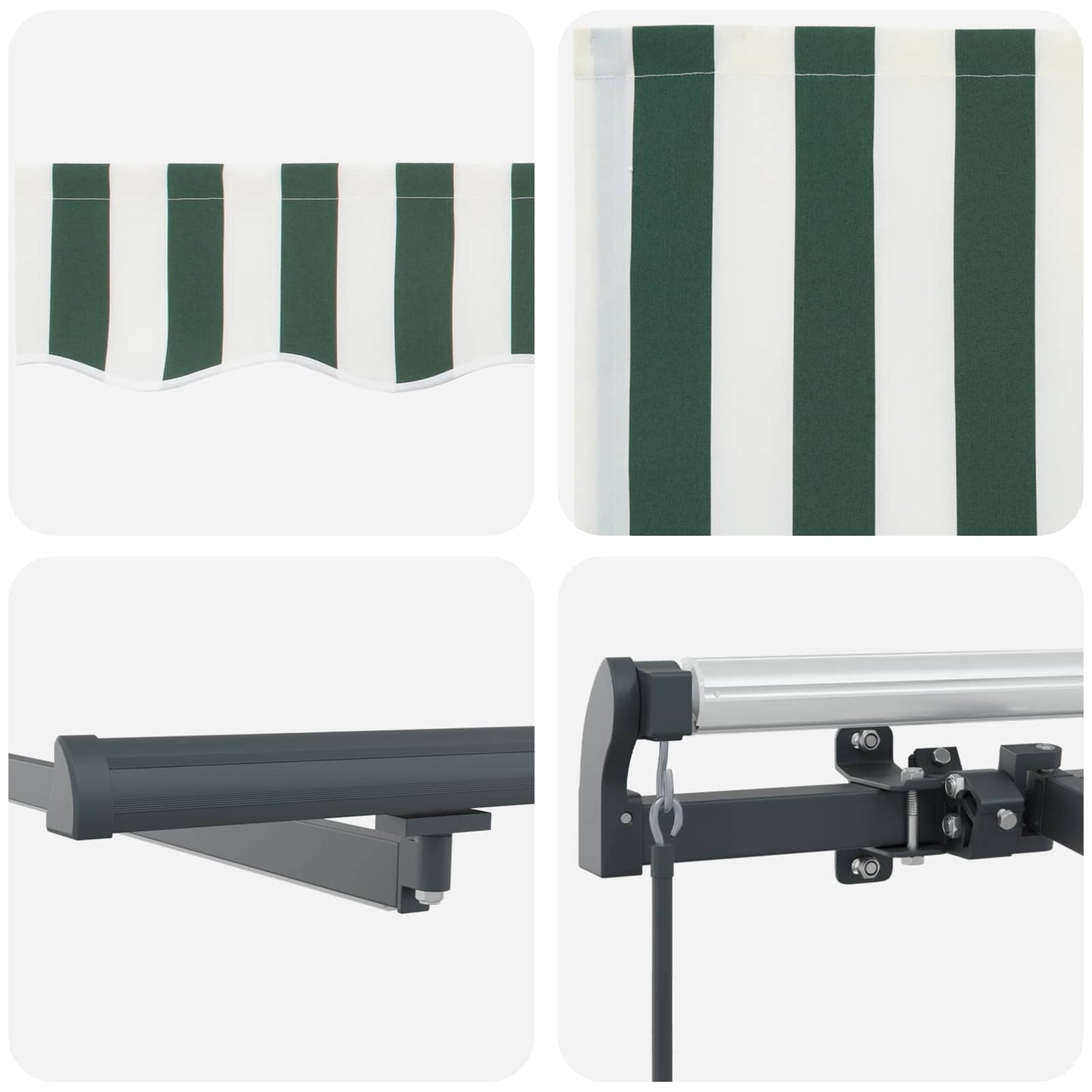 Inklapbaar Zonnescherm Groen en wit 450 ×350 cm Stof is nu te koop bij PeponiXL, paradijselijk wonen!