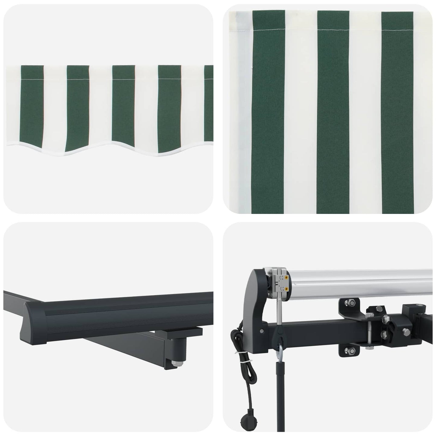 Inklapbaar Zonnescherm Groen en Wit 450 × 350 cm is nu te koop bij PeponiXL, paradijselijk wonen!