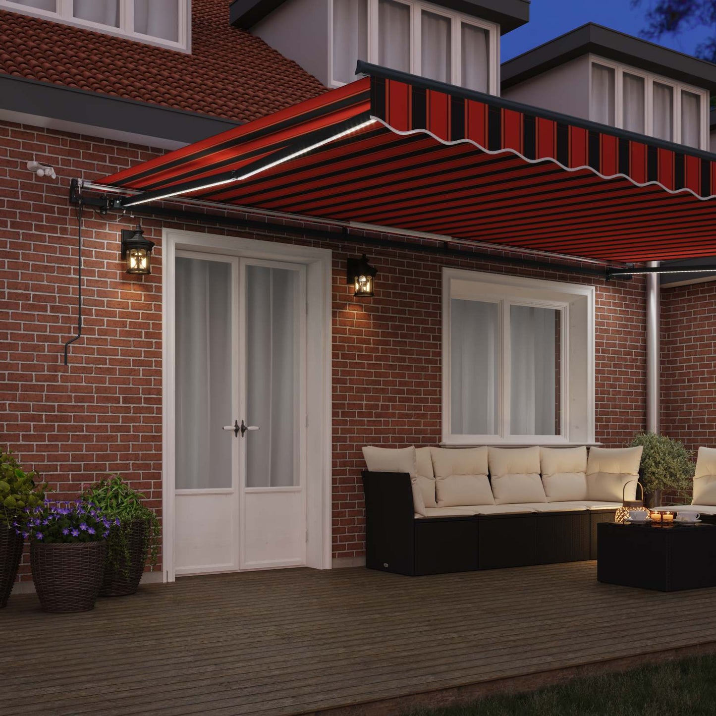 Luifeldoek met Oranje en bruin 500 × 300 cm Polyester is nu te koop bij PeponiXL, paradijselijk wonen!
