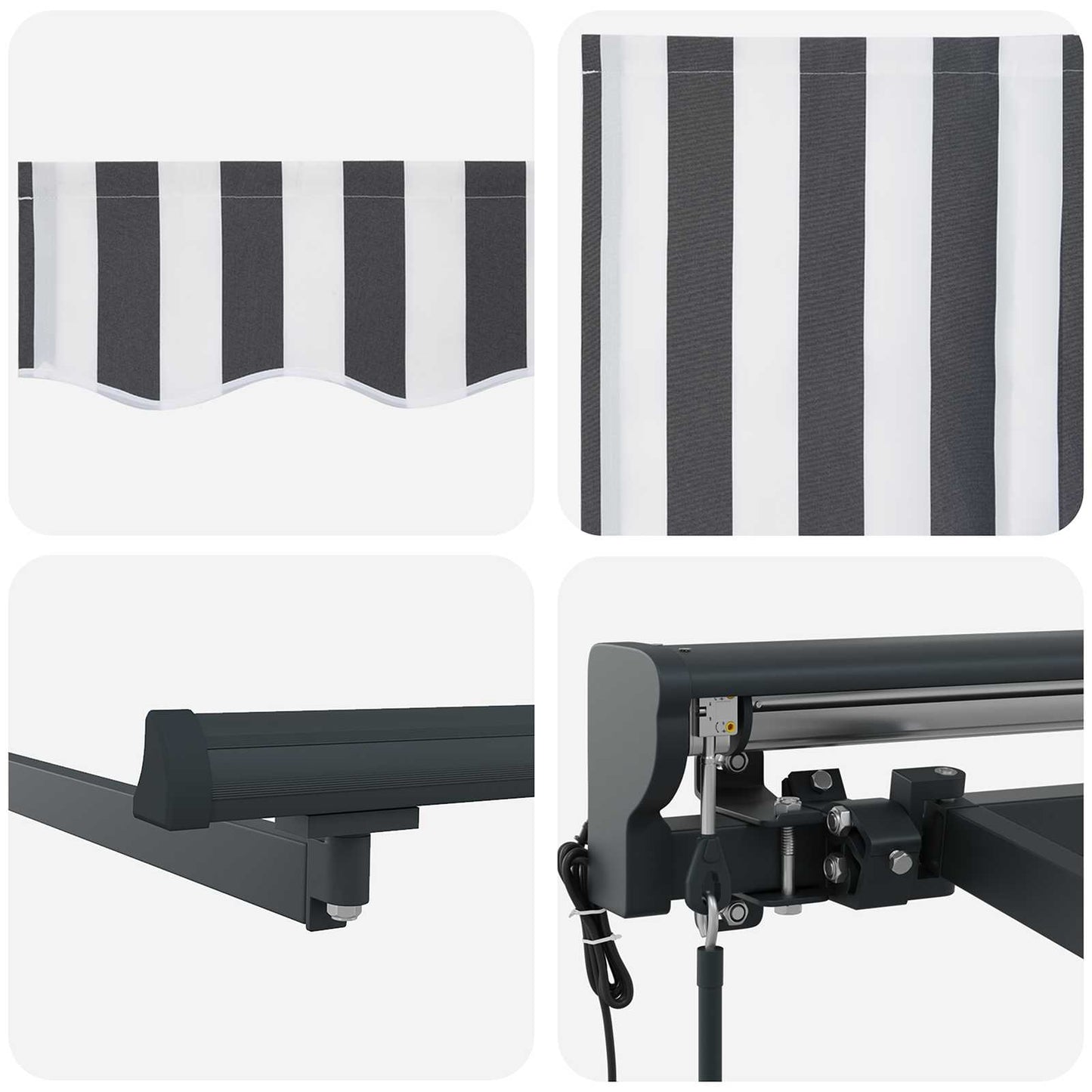 Inklapbaar Zonnescherm Antraciet en Wit 500 × 300 cm is nu te koop bij PeponiXL, paradijselijk wonen!