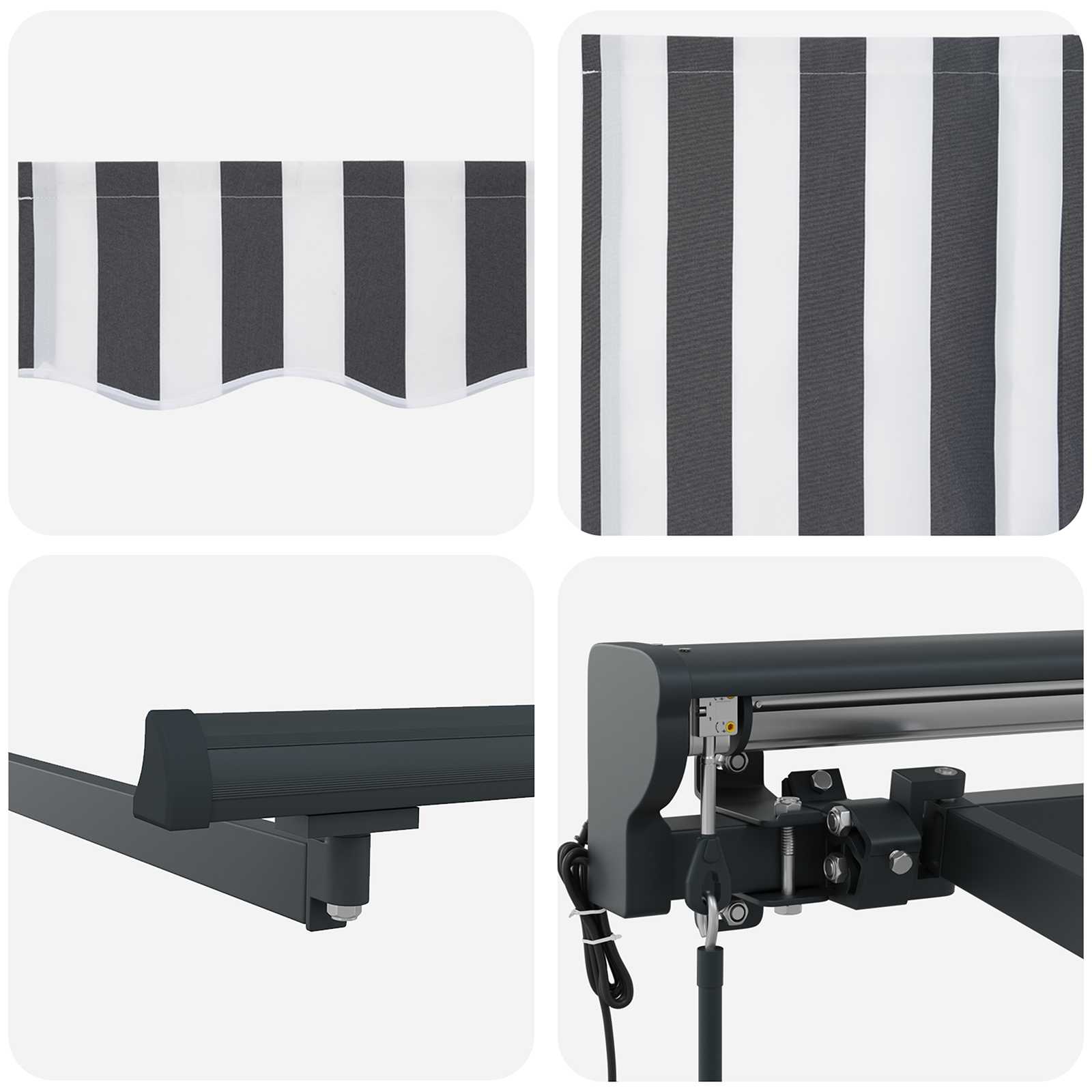 Inklapbaar Zonnescherm Antraciet en Wit 500 × 300 cm is nu te koop bij PeponiXL, paradijselijk wonen!