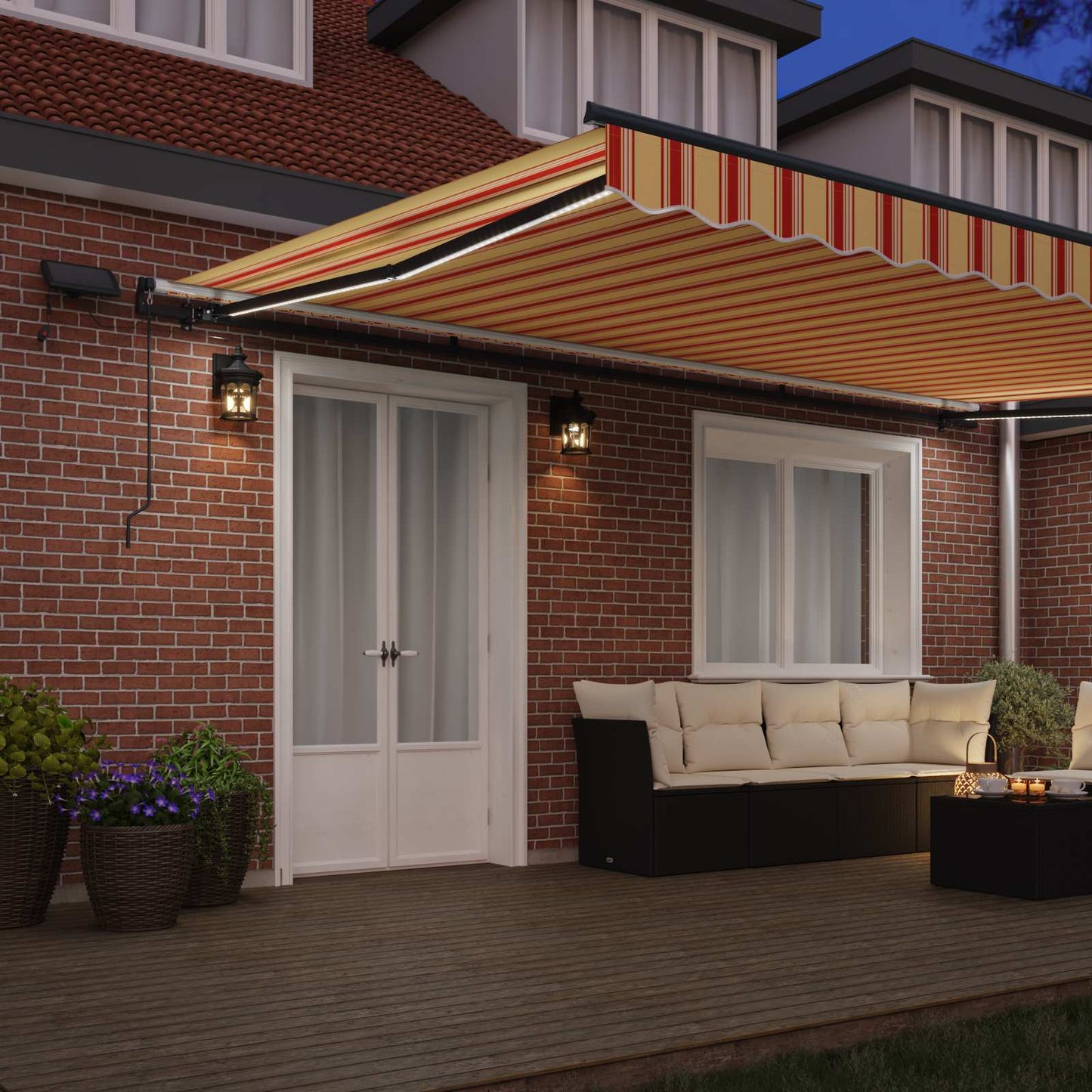 Inklapbaar Zonnescherm geel en oranje 500 ×300 cm Stof is nu te koop bij PeponiXL, paradijselijk wonen!
