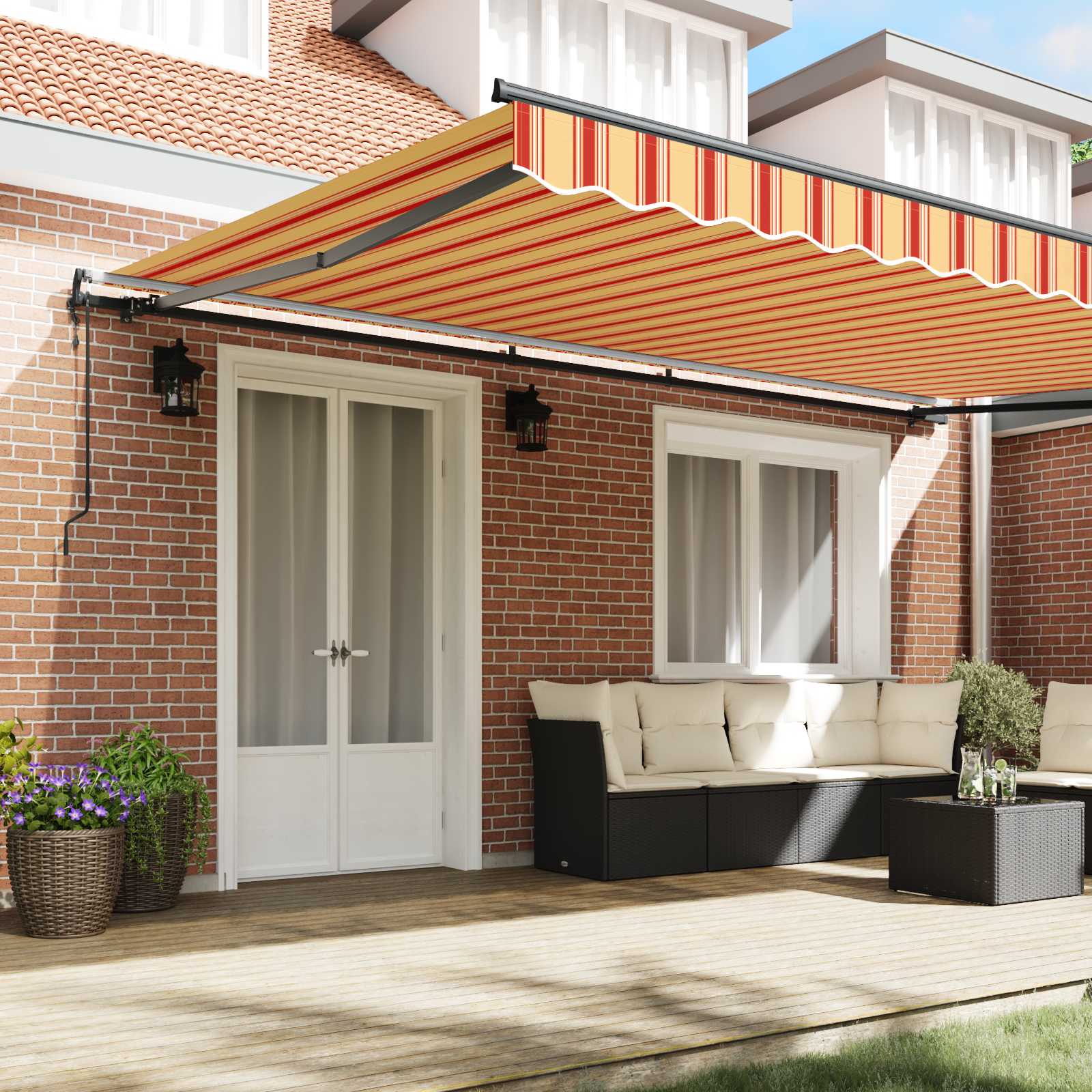 Inklapbaar Zonnescherm Geel en Oranje 500 × 300 cm is nu te koop bij PeponiXL, paradijselijk wonen!