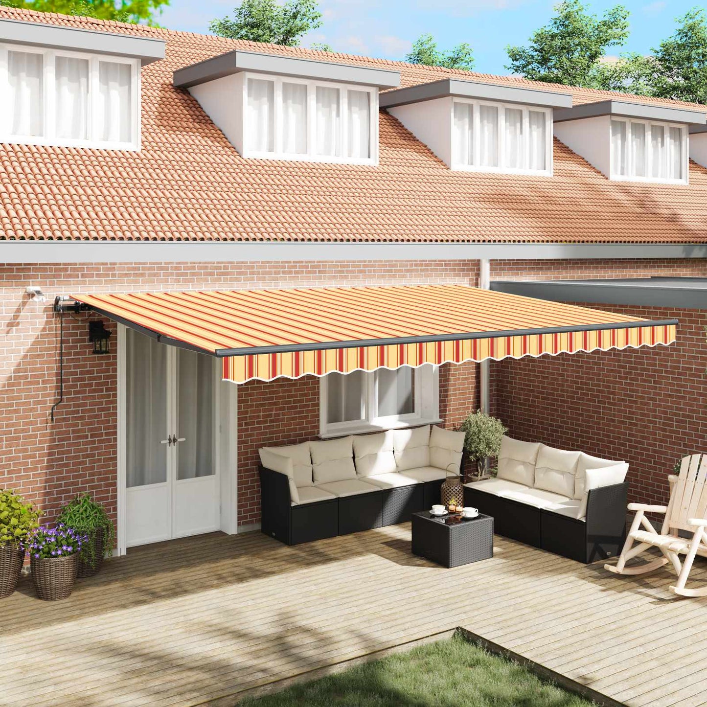 Luifeldoek Geel en Oranje 500 × 300 cm Polyester is nu te koop bij PeponiXL, paradijselijk wonen!