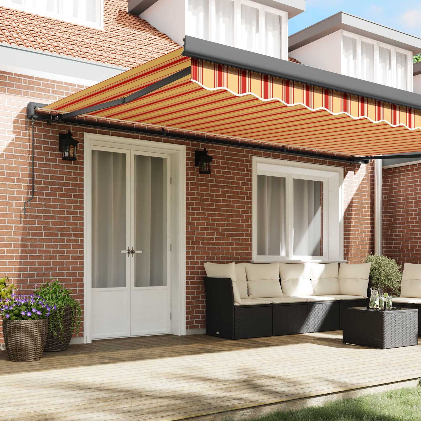 Inklapbaar Zonnescherm Geel en Oranje 500 × 300 cm is nu te koop bij PeponiXL, paradijselijk wonen!
