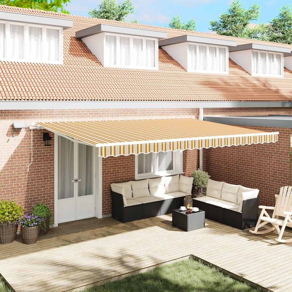 Inklapbaar Zonnescherm Multikleur 500 × 300 cm Stof en Staal is nu te koop bij PeponiXL, paradijselijk wonen!
