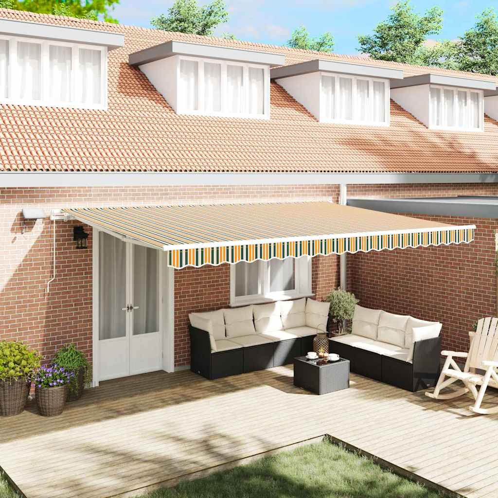 Inklapbaar Zonnescherm Groen en geel 500 × 300 cm Stof en Staal is nu te koop bij PeponiXL, paradijselijk wonen!