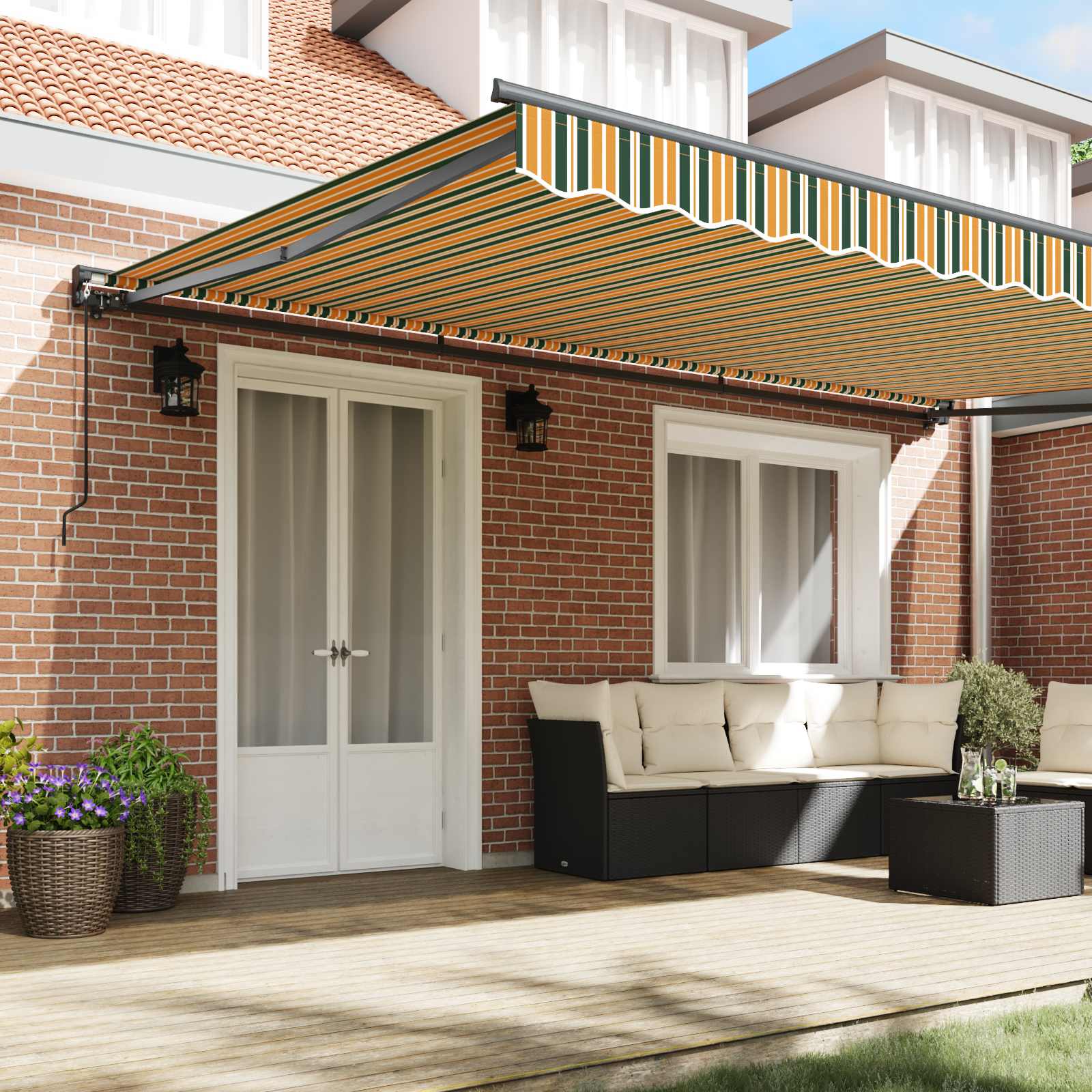 Zijde Frame Groen en Geel 500 × 300 cm Polyester met PU-coating is nu te koop bij PeponiXL, paradijselijk wonen!
