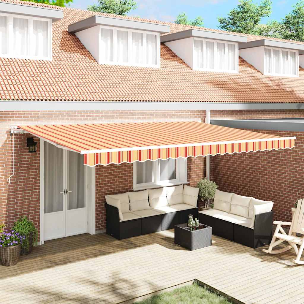 Inklapbaar Zonnescherm Geel en Oranje 500 × 350 cm Stof is nu te koop bij PeponiXL, paradijselijk wonen!