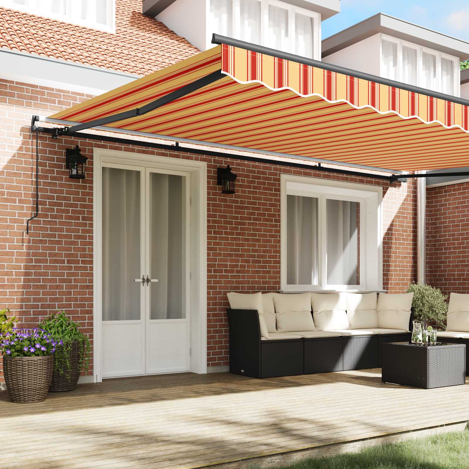 Inklapbaar Zonnescherm Geel en Oranje 500 × 350 cm is nu te koop bij PeponiXL, paradijselijk wonen!