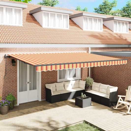 Inklapbaar Zonnescherm Geel en Oranje 500 × 350 cm is nu te koop bij PeponiXL, paradijselijk wonen!