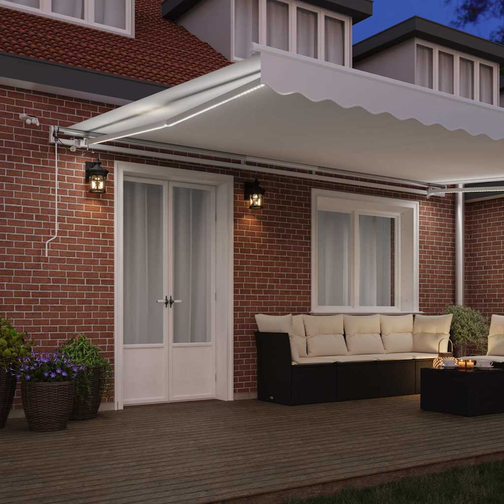 Inklapbaar Zonnescherm Wit 500 × 350 cm Polyester en Metaal is nu te koop bij PeponiXL, paradijselijk wonen!