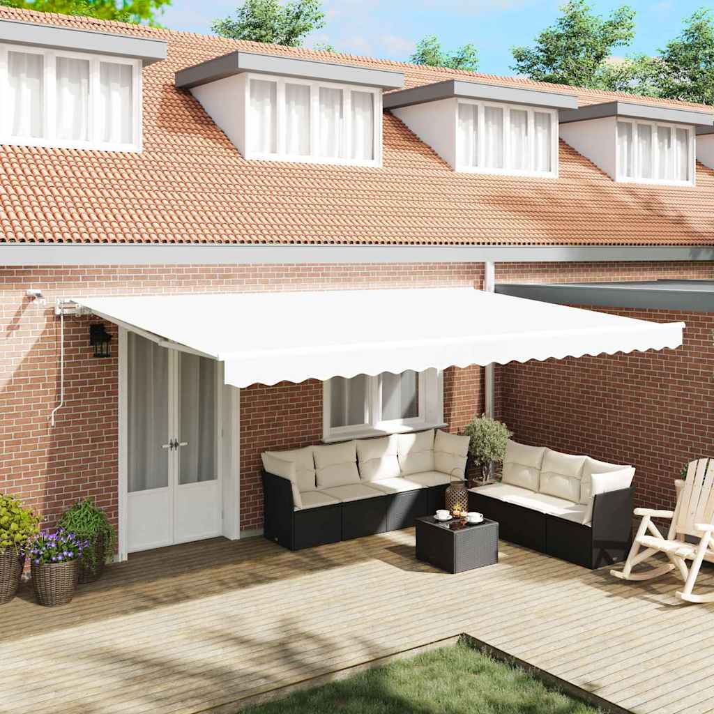 Inklapbaar Zonnescherm Wit 500 × 350 cm Polyester en Metaal is nu te koop bij PeponiXL, paradijselijk wonen!