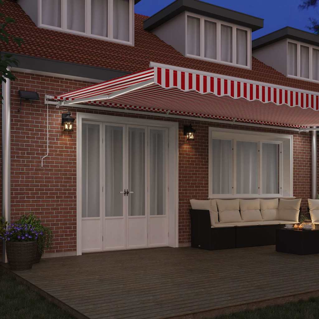 Inklapbaar Zonnescherm Rood en Wit 600 × 300 cm Stof en Staal is nu te koop bij PeponiXL, paradijselijk wonen!