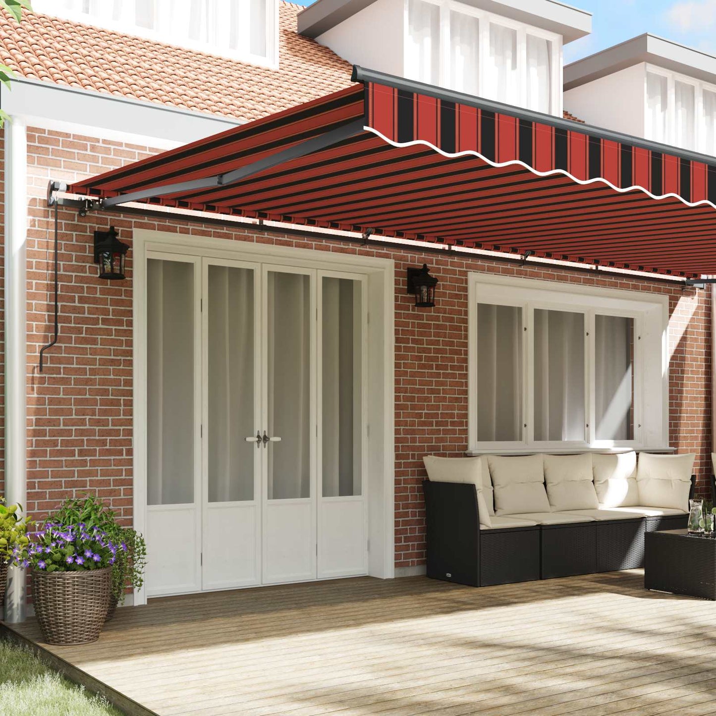 Inklapbaar Zonnescherm Oranje en bruin 600 × 350 cm is nu te koop bij PeponiXL, paradijselijk wonen!