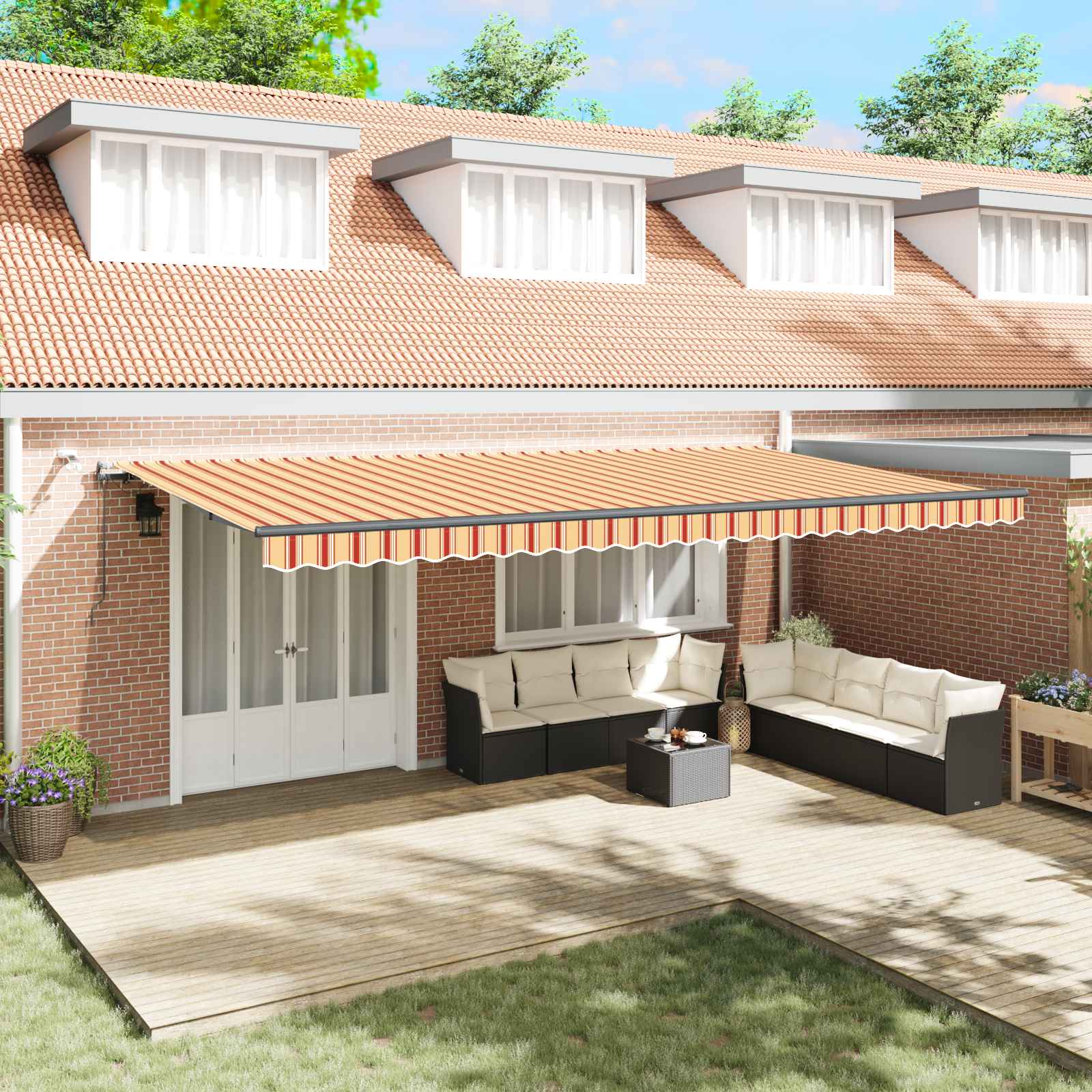 Luifeldoek Geel en Oranje 600 × 350 cm Polyester is nu te koop bij PeponiXL, paradijselijk wonen!