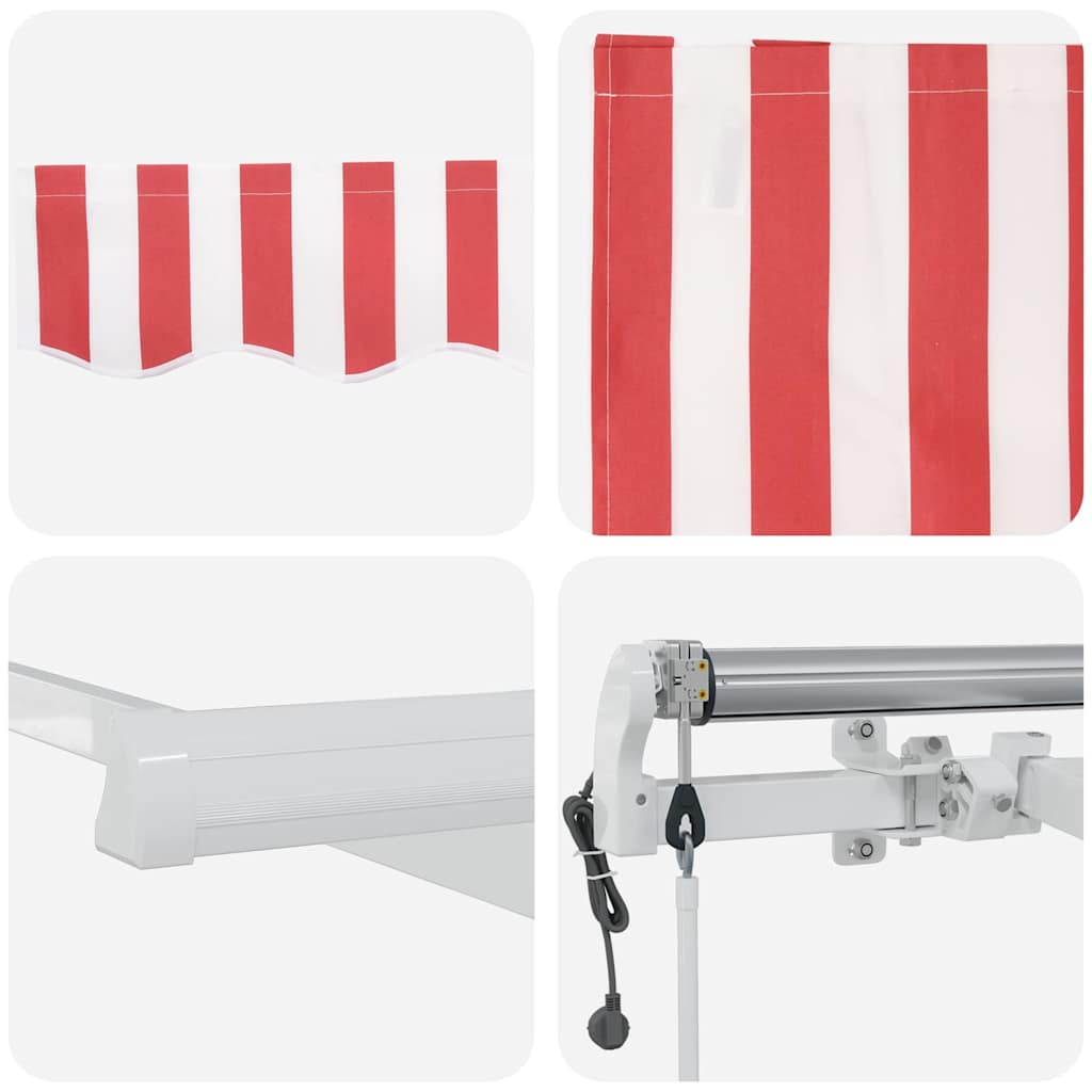 Elektrisch Uittrekbaar Zonnescherm Rood en Wit 600 × 350 cm is nu te koop bij PeponiXL, paradijselijk wonen!