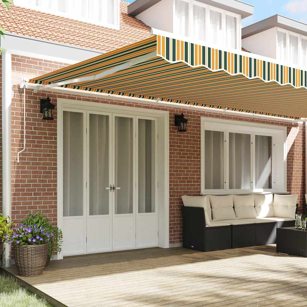 Elektrisch Uittrekbaar Zonnescherm Groen en geel 600 × 350 cm is nu te koop bij PeponiXL, paradijselijk wonen!