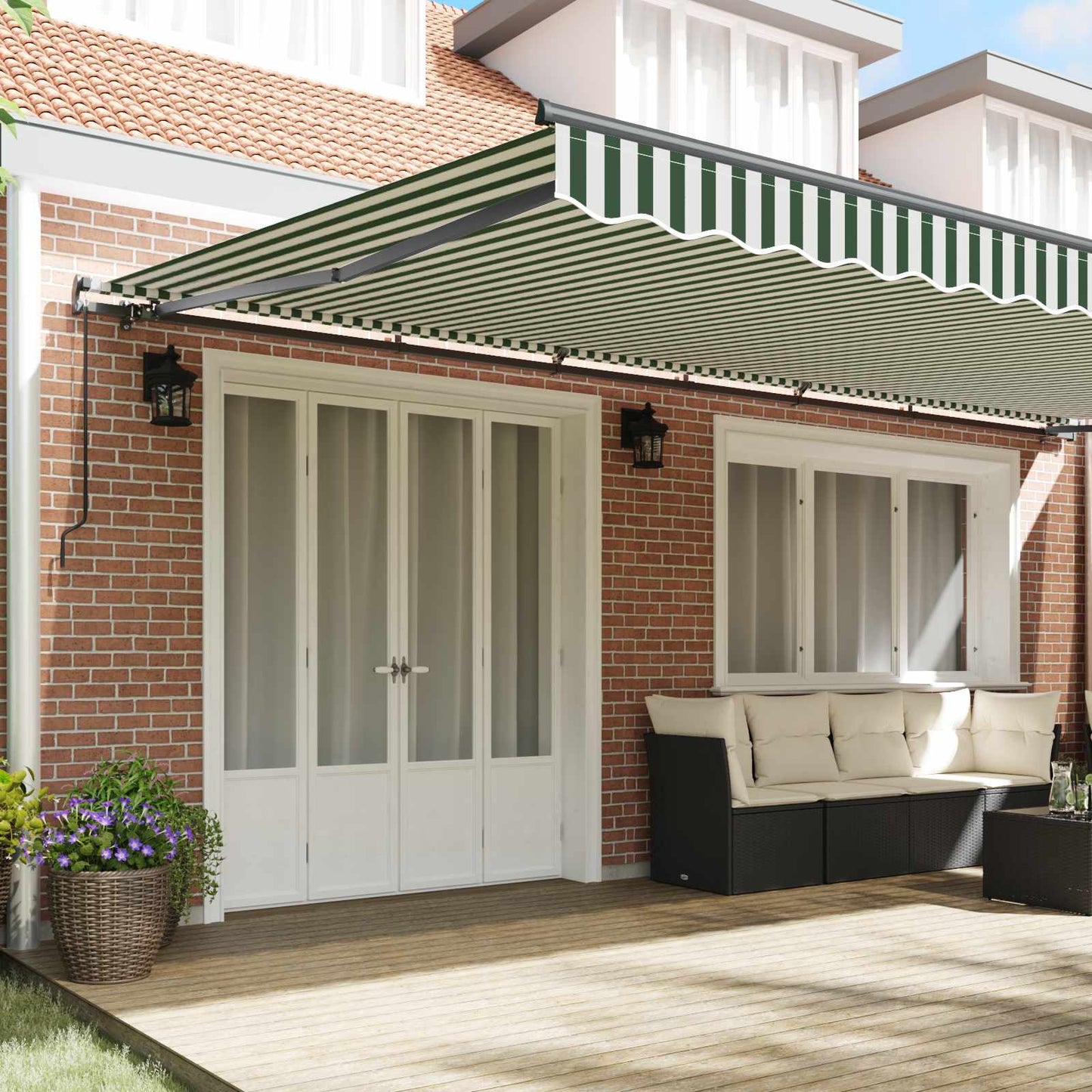 Uitschuifbare luifel Groen en Wit 600 × 350 cm is nu te koop bij PeponiXL, paradijselijk wonen!