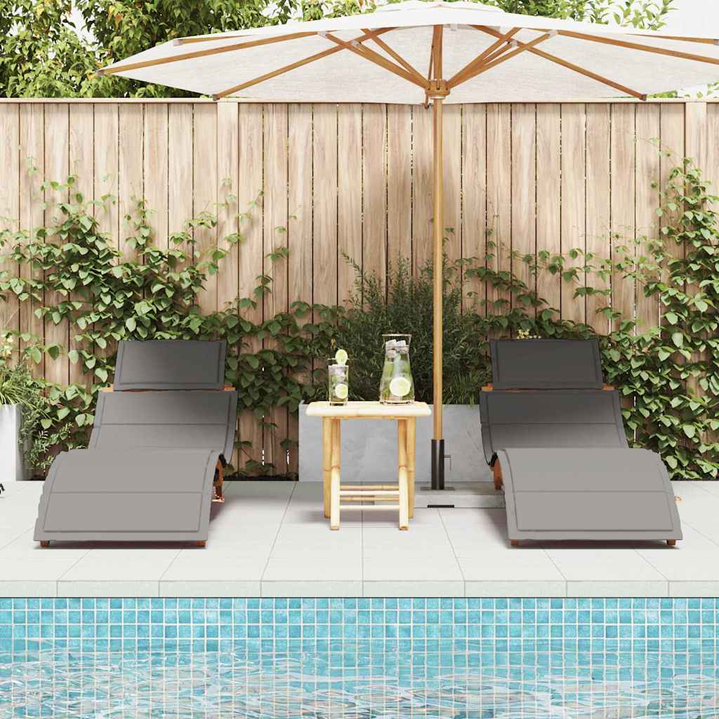 Ligbed met kussen 2 pcs Grijs Massief Acaciahout is nu te koop bij PeponiXL, paradijselijk wonen!