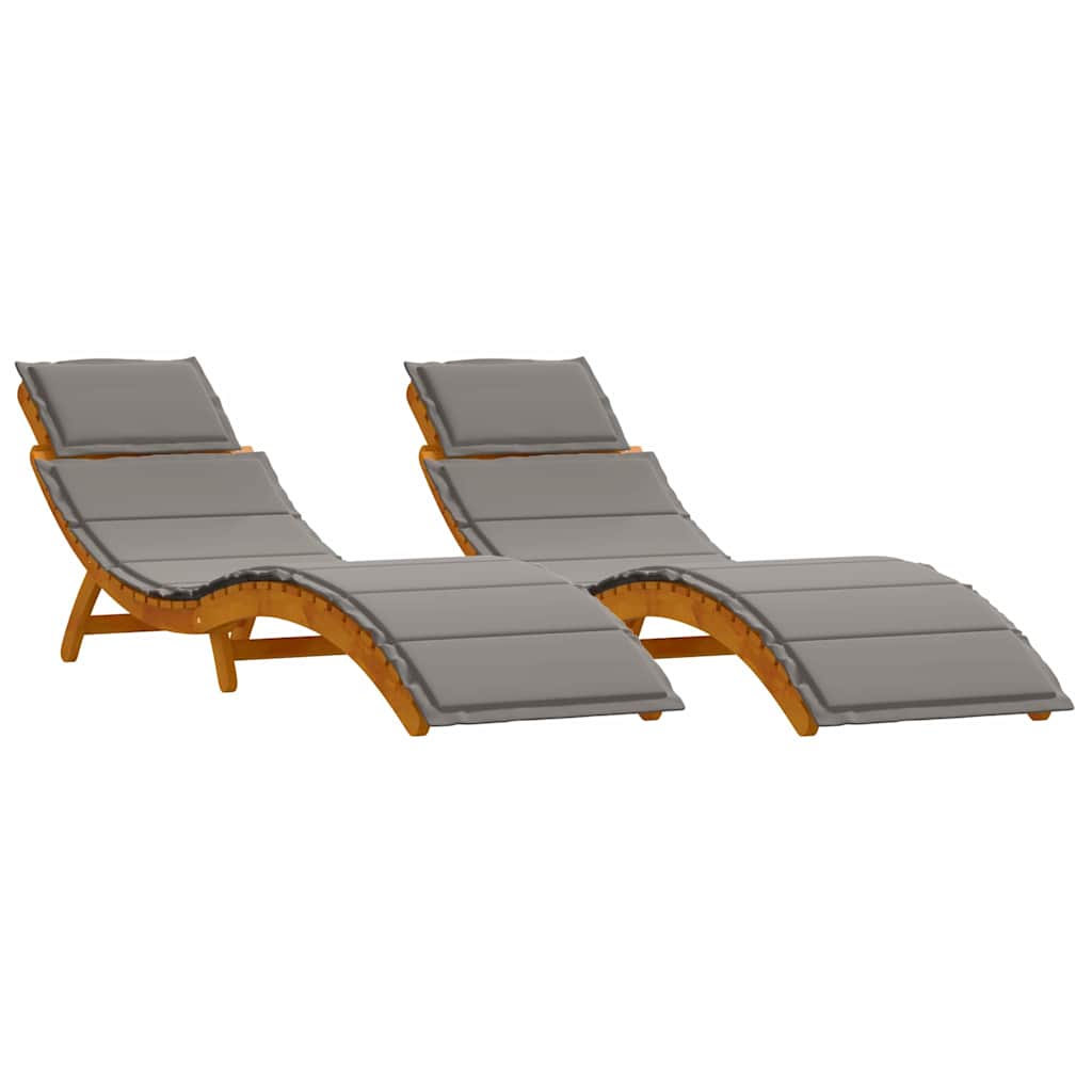 Ligbed met kussen 2 pcs Grijs Massief Acaciahout is nu te koop bij PeponiXL, paradijselijk wonen!