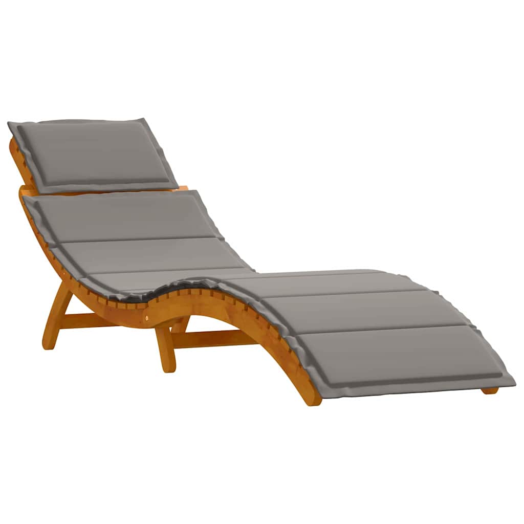 Ligbed met kussen 2 pcs Grijs Massief Acaciahout is nu te koop bij PeponiXL, paradijselijk wonen!