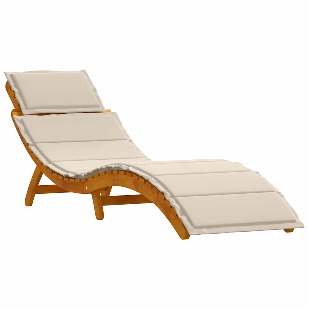 Ligbed met kussen 2 pcs Crème Wit Massief Acaciahout is nu te koop bij PeponiXL, paradijselijk wonen!