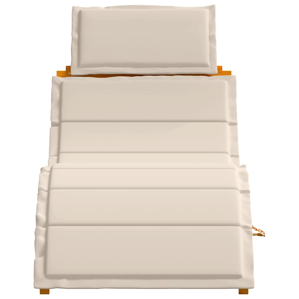 Ligbed met kussen 2 pcs Crème Wit Massief Acaciahout is nu te koop bij PeponiXL, paradijselijk wonen!