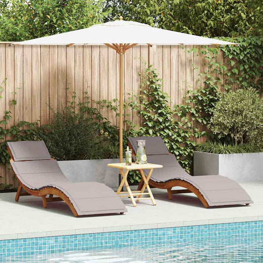 Ligbed met kussen 2 pcs Taupe Massief Acaciahout is nu te koop bij PeponiXL, paradijselijk wonen!