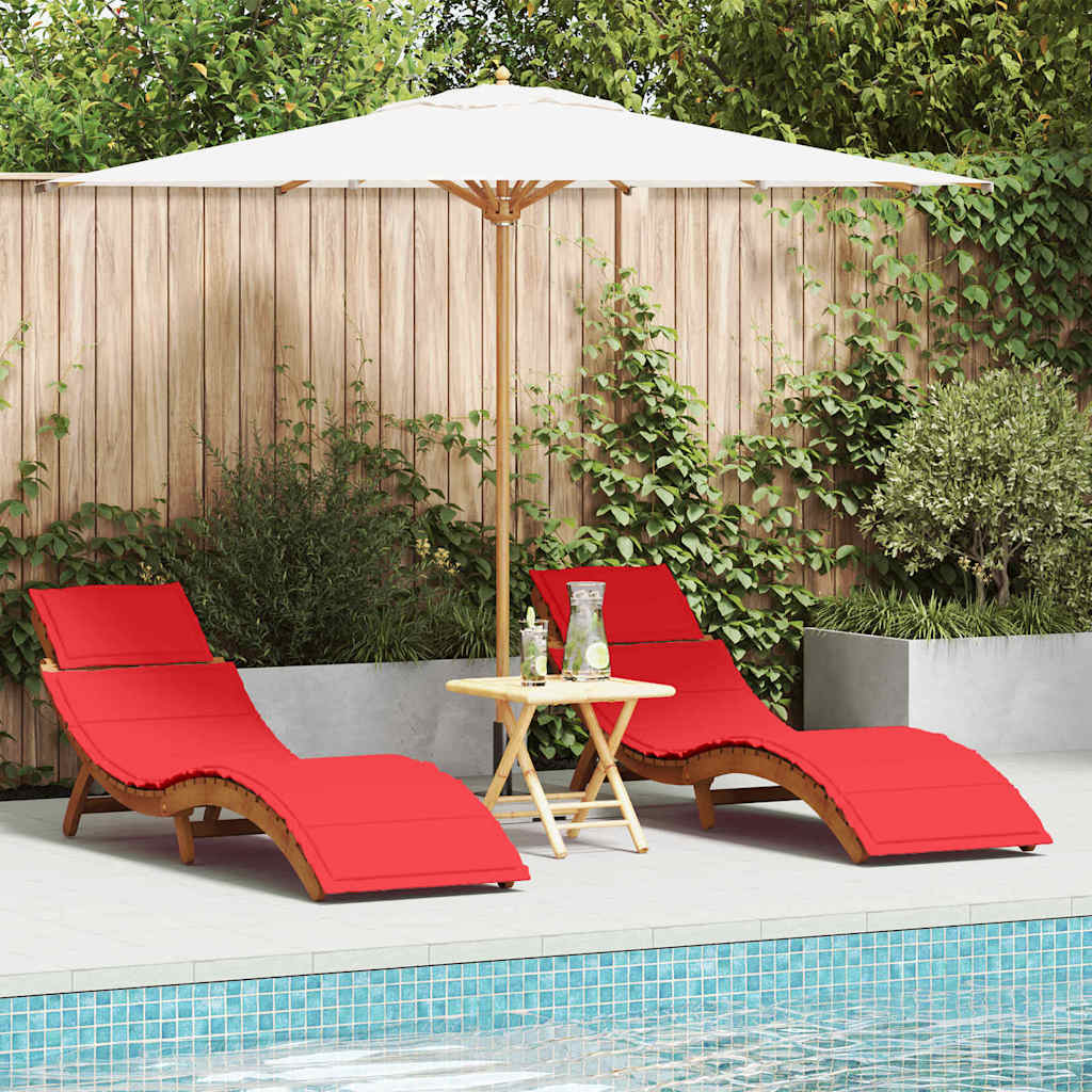 Ligbed met kussen 2 pcs Rood Massief Acaciahout is nu te koop bij PeponiXL, paradijselijk wonen!