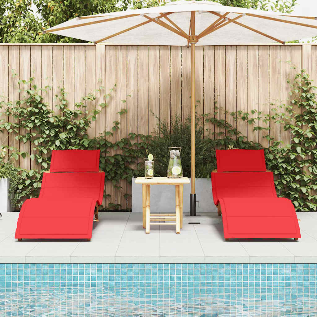 Ligbed met kussen 2 pcs Rood Massief Acaciahout is nu te koop bij PeponiXL, paradijselijk wonen!