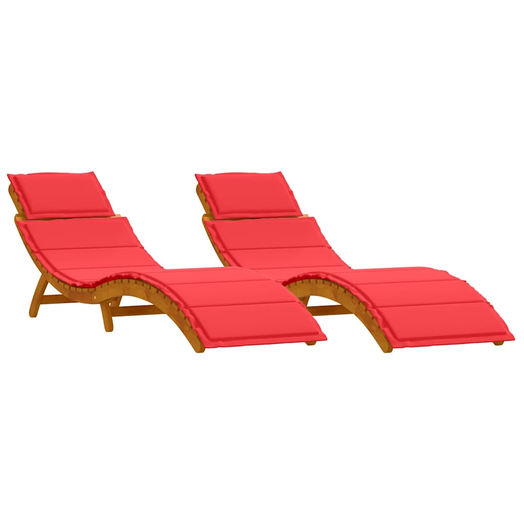 Ligbed met kussen 2 pcs Rood Massief Acaciahout is nu te koop bij PeponiXL, paradijselijk wonen!