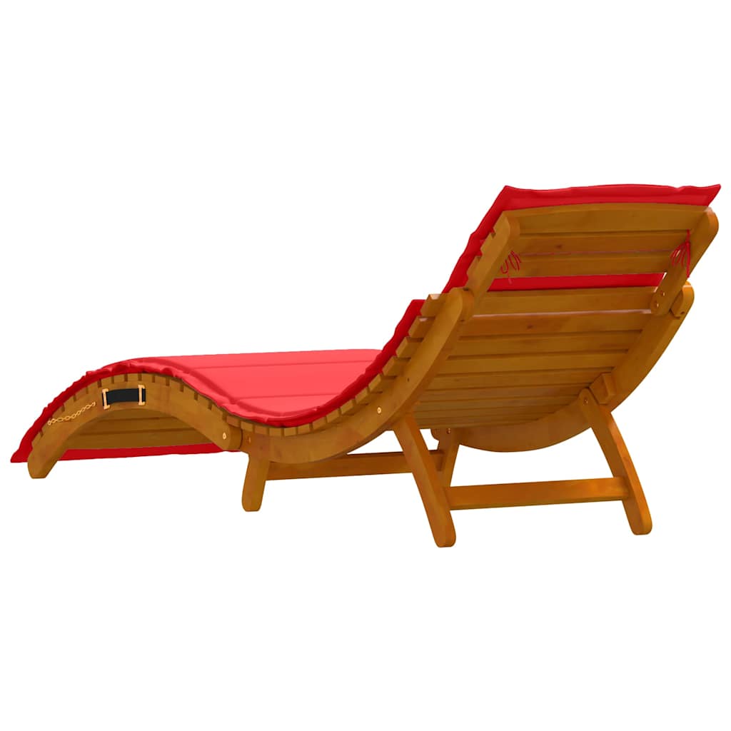 Ligbed met kussen 2 pcs Rood Massief Acaciahout is nu te koop bij PeponiXL, paradijselijk wonen!