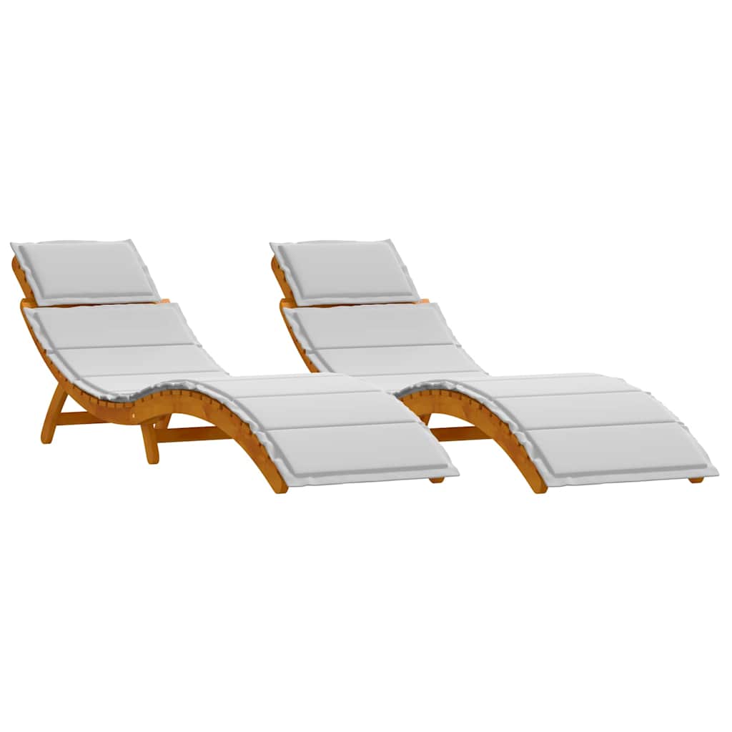 Ligbed met kussen 2 pcs Lichtgrijs Massief Acaciahout is nu te koop bij PeponiXL, paradijselijk wonen!
