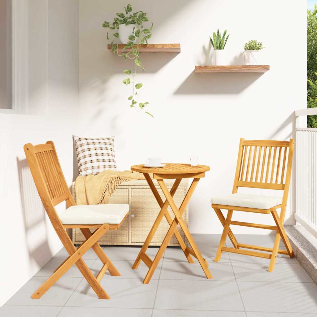 Opvouwbare stoel met kussen 2 pcs Bruin Massief acaciahout is nu te koop bij PeponiXL, paradijselijk wonen!