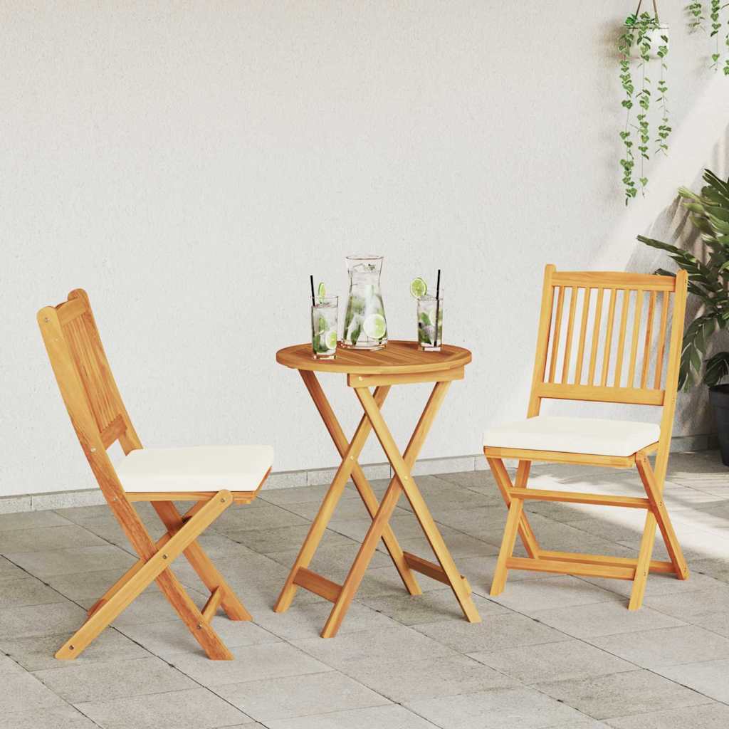Opvouwbare stoel met kussen 2 pcs Bruin Massief acaciahout is nu te koop bij PeponiXL, paradijselijk wonen!